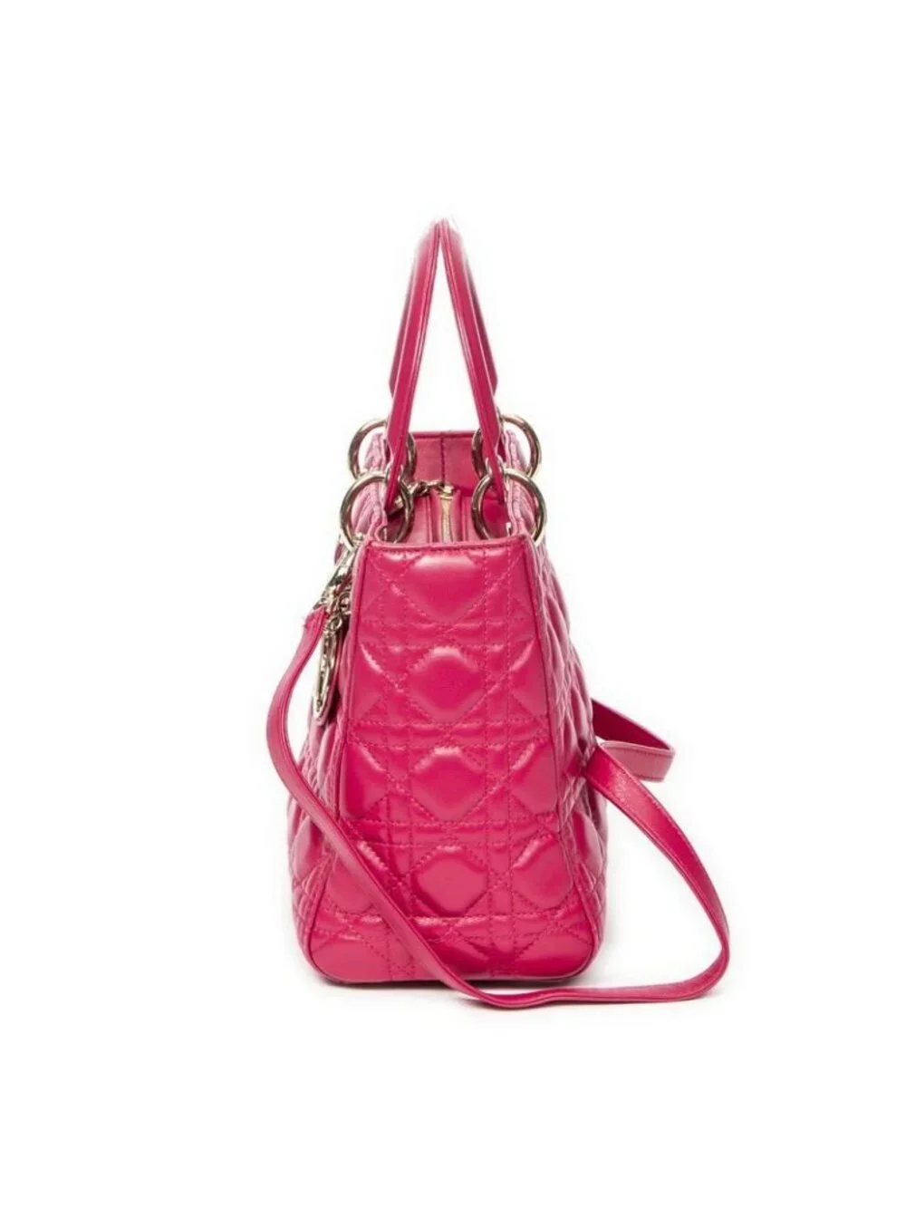 Dior Medium Lady Zip Fuchsia Cannage Lambskin Leather - Picture 3 of 10
